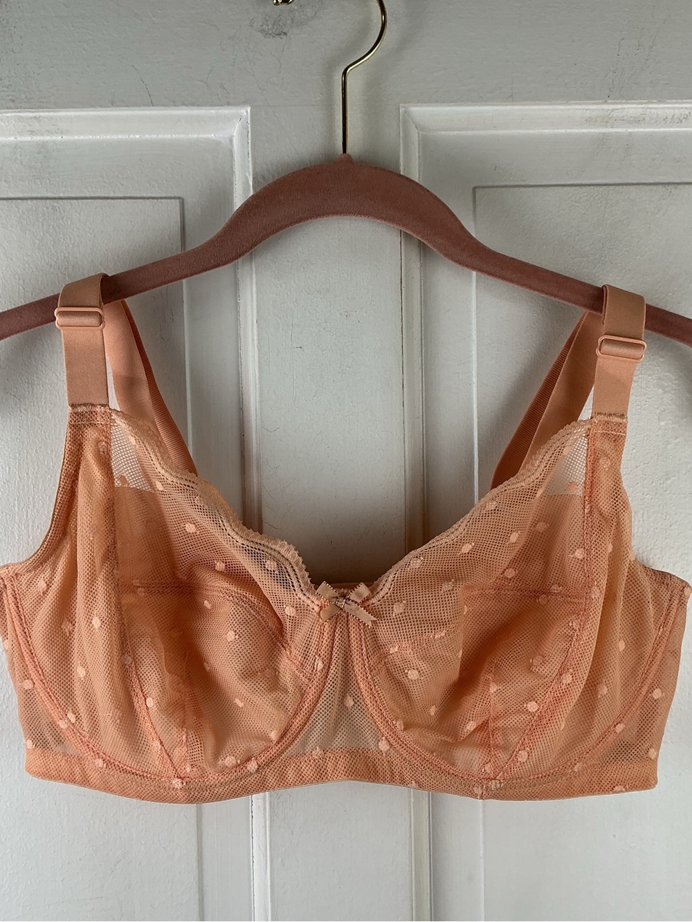Lacsper Women’s Mesh Underwire Bra unlined peach 34DD NWOT